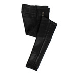 Balmain Paris // Waxed Cotton Denim Skinny Jeans Pants // Black (32WX32L)