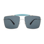 Prada // Men's Square Aviator Sunglasses // Silver + Dark Grey