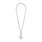 Vintage Chopard 18k White Gold Circle Diamond Happy Spirit Necklace