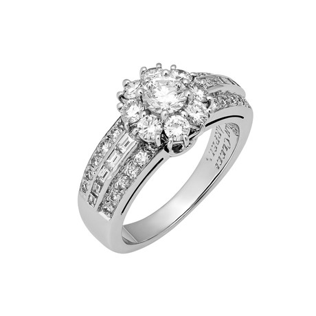 Vintage Van Cleef & Arpels 18k White Gold Diamond Ring // Ring Size: 5
