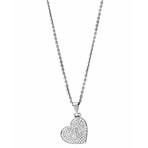 Vintage Louis Vuitton 18k White Gold Diamond Heart Necklace // Chain: 15"