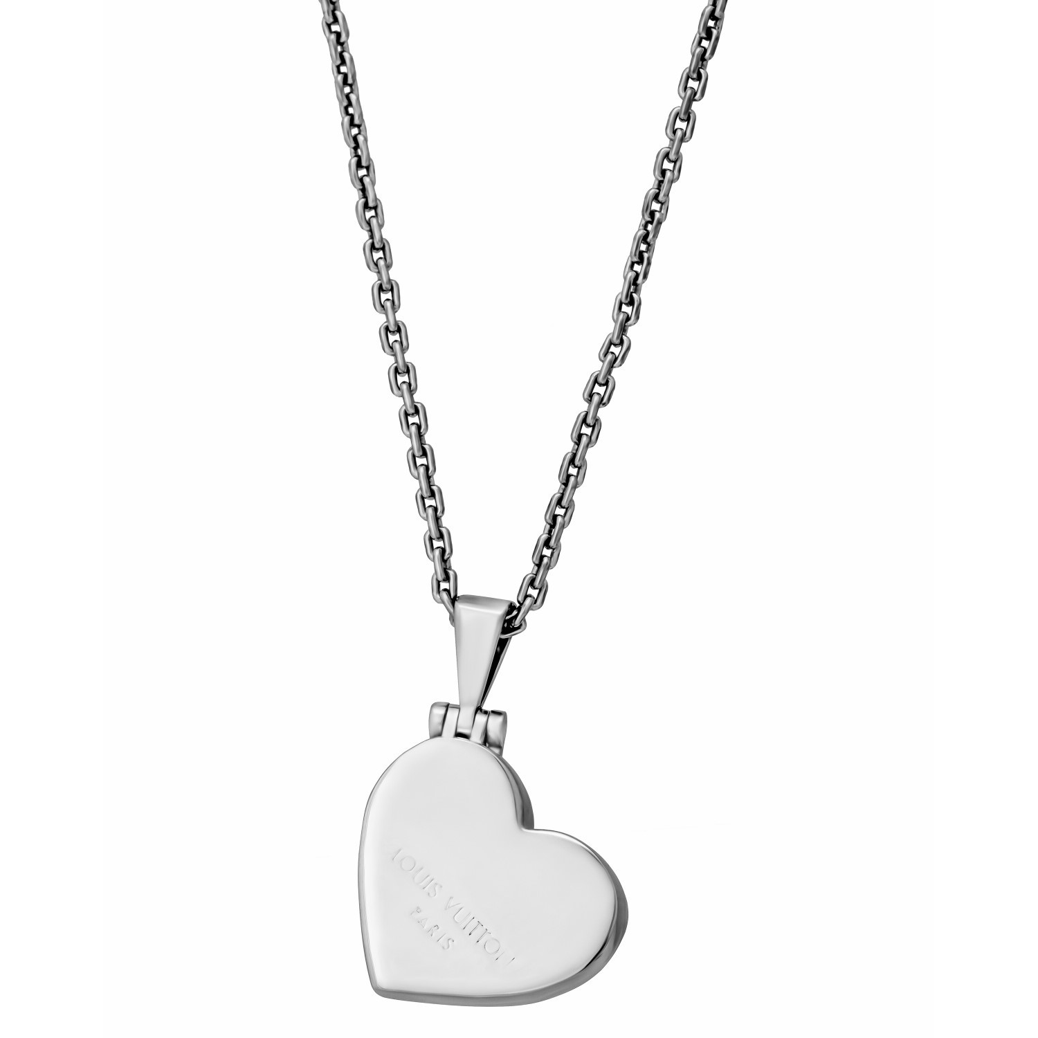 Vintage Louis Vuitton 18k White Gold Diamond Heart Necklace // Chain: 15&quot; - The Designer Jewelry ...
