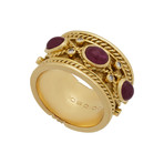 Vintage Yanes 18k Yellow Gold Ruby + Diamond Ring // Ring Size: 7.75