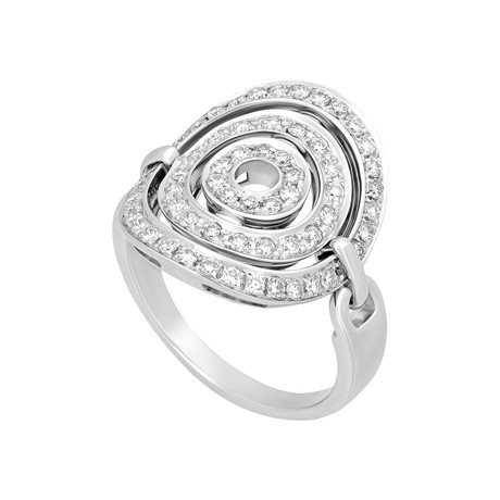Vintage Bvlgari 18k White Gold Diamond Ring // Ring Size: 10