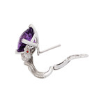 Vintage Magerit 18k White Gold Mythology Snake Rombo Amethyst + Diamond Earrings