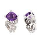 Vintage Magerit 18k White Gold Mythology Snake Rombo Amethyst + Diamond Earrings