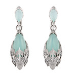 Vintage Magerit 18k White Gold Atlantis Sirena Espuma Aquamarine + Diamond Earrings