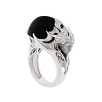Vintage Margerit 18k White Gold Atlantis Sirena Espuma Black Onyx + Diamond Ring // Ring Size: 6.5