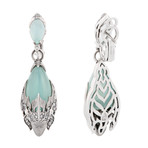 Vintage Magerit 18k White Gold Atlantis Sirena Espuma Aquamarine + Diamond Earrings
