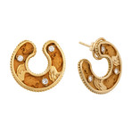 Vintage Magerit 18k Yellow Gold Babylon Cinta Diamond Earrings