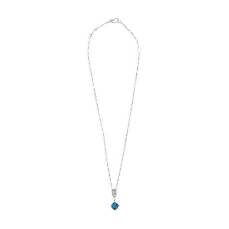 Vintage Magerit 18k White Gold Versailles Fuente Sapphire + Diamond Necklace // Chain: 17"