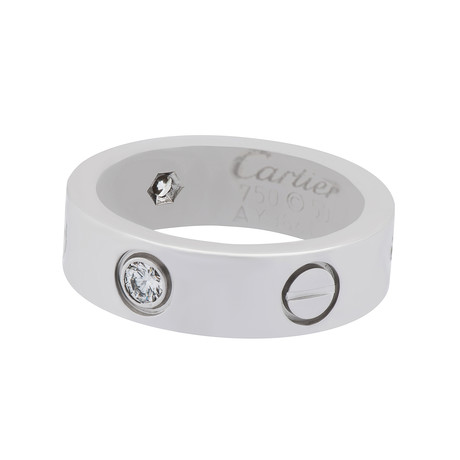 Vintage Cartier 18k White Gold Love Ring 3 Diamond Ring // Ring Size: 9