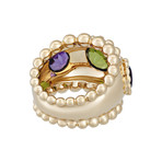 Vintage Chanel 18k Yellow Gold Peridot + Amethyst Ring // Ring Size: 5.5