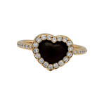 Vintage Dior 18k Yellow Gold Diamond + Fire Opal Heart Ring // Ring Size: 6.25