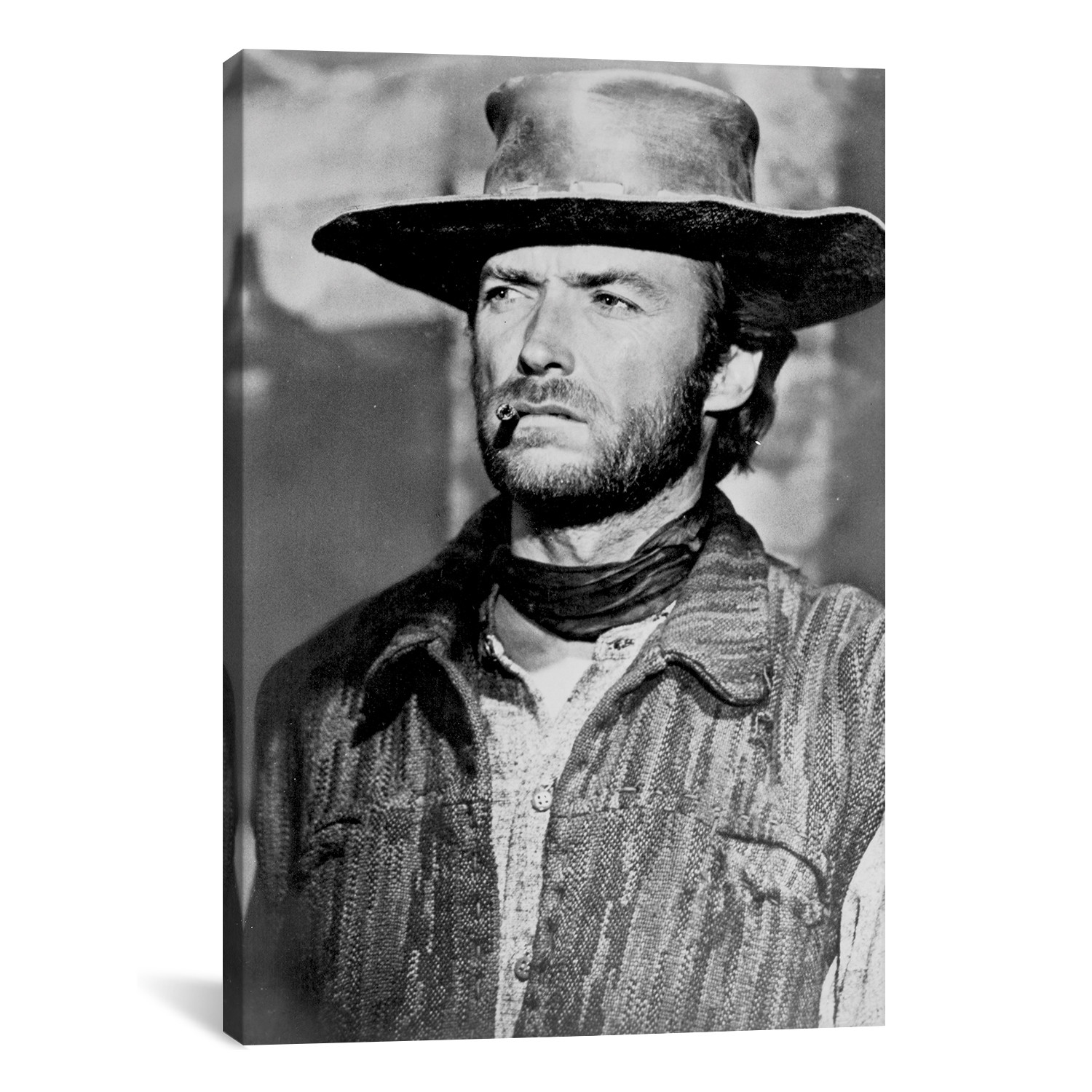 Clint Eastwood Looking Away In Cowboy Attire With Cigarette (26