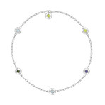 Vintage Cartier 18k White Gold Peridot Amethyst + Crystal Circle Necklace // Chain: 17.75"