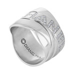 Vintage Chanel 18k White Gold Diamond Logo Ring // Ring Size: 6.75