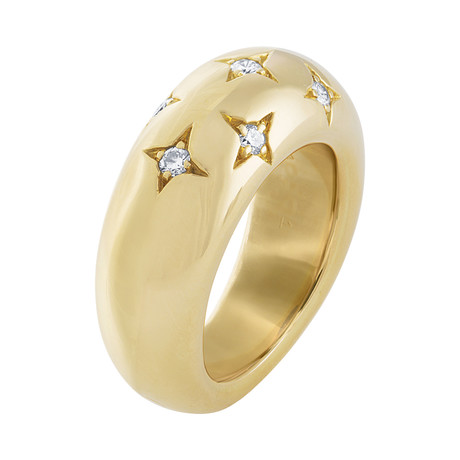 Vintage Chaumet 18k Yellow Gold Diamond Star Ring // Ring Size: 5.75