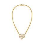 Vintage Lalalouis 18k Yellow Gold Diamond Swirls + Hearts Necklace // Chain: 16"