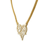 Vintage Lalalouis 18k Yellow Gold Diamond Swirls + Hearts Necklace // Chain: 16"