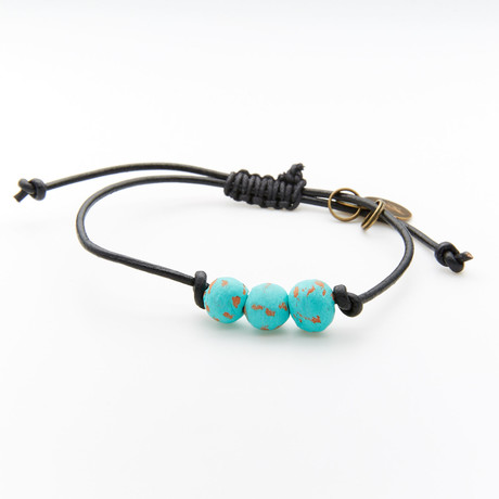 Vegan Leather Pipeline Bracelet // Turquoise