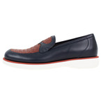 Bottega Veneta // Weaved Leather Dress Shoes // Navy Blue + Burnt Red (US: 5)