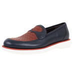 Bottega Veneta // Weaved Leather Dress Shoes // Navy Blue + Burnt Red (US: 5)