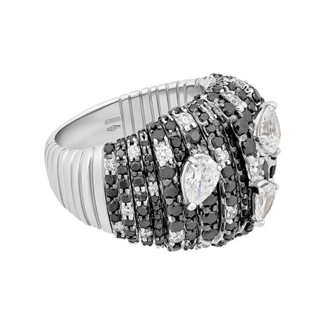 Stefan Hafner 18k White Gold White Diamond + Black Diamond Ring // Ring Size: 6.75 // 1.25 ct. Diamond