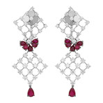 Stefan Hafner 18k White Gold Diamond + Ruby Earrings // 3.02 ct. Diamond