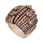 Stefan Hafner 18k Pink Gold Brown Diamond + Sapphire Ring // Ring Size: 7