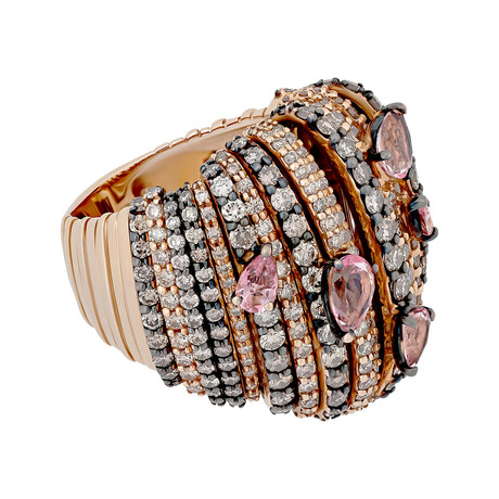 Stefan Hafner 18k Pink Gold Brown Diamond + Sapphire Ring // Ring Size: 7
