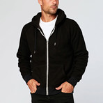 Cozy Polar Fleece Zip Hoodie // Black (XL)