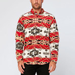 Printed Polar Fleece Shirt Jacket // Arizona Navajo (L)