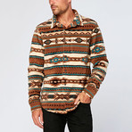 Printed Polar Fleece Shirt Jacket // Santa Fe Navajo (L)
