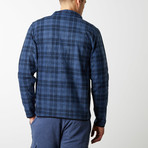Plaid Print Half Zip Polar Fleece // Navy Plaid (2XL)