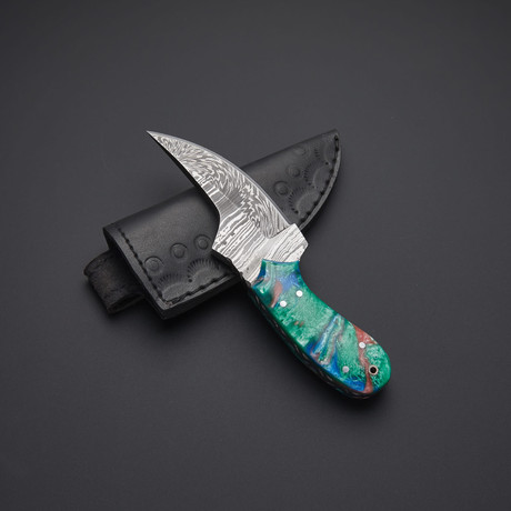 Fixed Blade Damascus Steel Skinning Knife // HB-0473