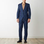 2BSV Peak Lapel Suit // Blue Charcoal Plaid (US: 42S)