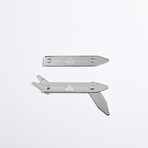 Sterling Silver Adjustable Collar Stays + Leather Pouch