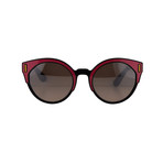 Prada // Women's Sunglasses // Black Fuschia Yellow Brown + Browb Grad Silver Mirror