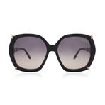 Roberto Cavalli // Women's Hex Sunglasses // Shiny Black + Gradient Smoke