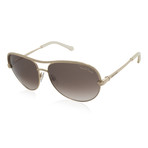 Roberto Cavalli // Women's Aviator Sunglasses // Shiny Rose Gold + Gradient Brown