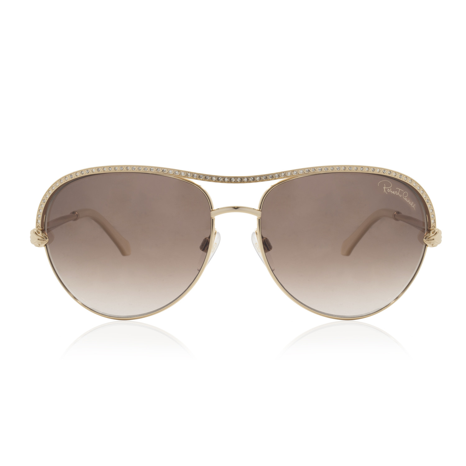 Roberto Cavalli // Women's Aviator Sunglasses // Shiny Rose Gold ...