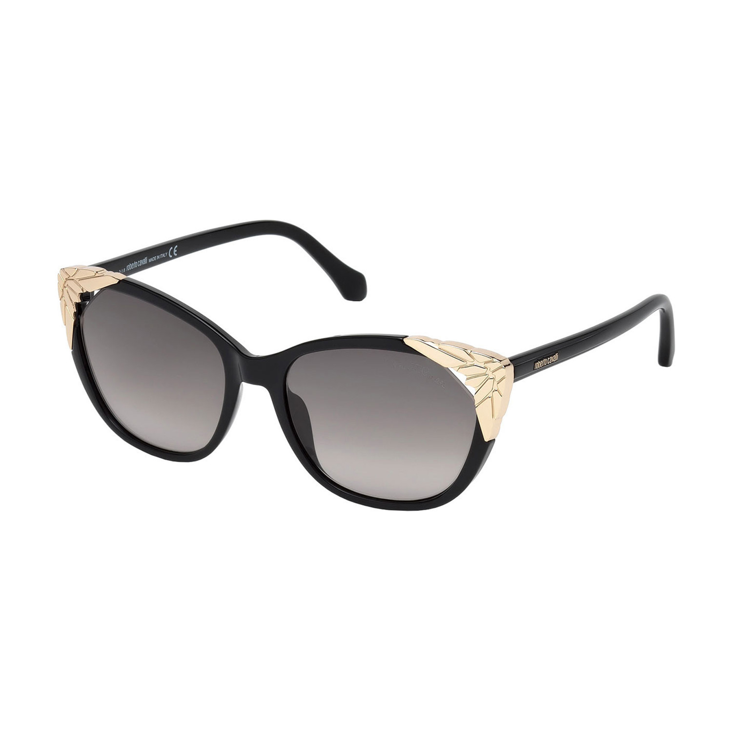Roberto Cavalli // Women's Cat-Eye Sunglasses // Shiny Black + Gradient