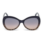 Roberto Cavalli // Large Tear-Drop Sunglasses // Blue + Blue Mirror