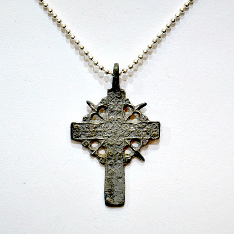 Late Medieval Silvered Bronze Radiate Cross // Europe 15-17th Century