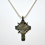 Late Medieval Silvered Bronze Radiate Cross // Europe 15-17th Century