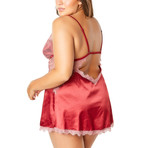 Sidonie // Satin Chemise + Overlay Lace Cups & Lace Trimmed Edges + G-String (S)