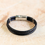 Leather + IP Hand Made Bracelet // Antique Silver