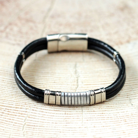 Leather + Silver Plated + Magnificent Bracelet // Wrapped