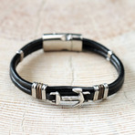 Leather + Silver Plated + Magnificent Bracelet // Anchor